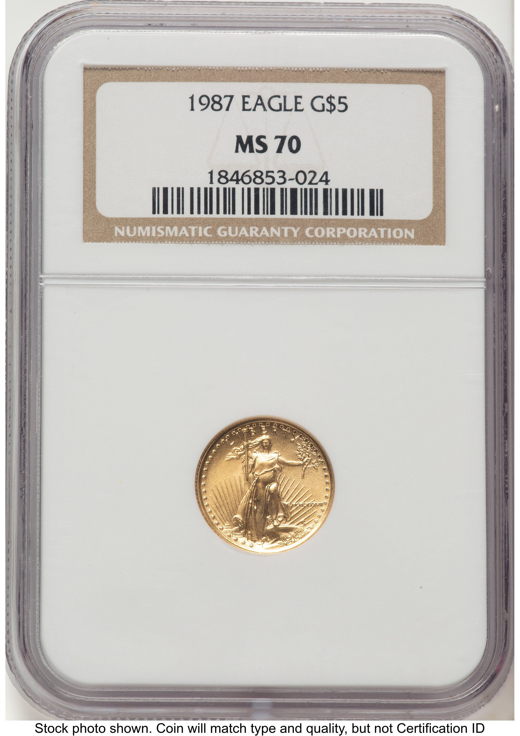 1987 Gold Eagle 1/10 oz Brown Label NGC MS70