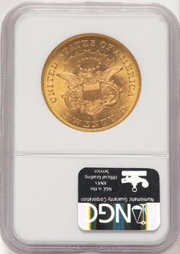 1857-S $20 Liberty Double Eagle NGC MS62