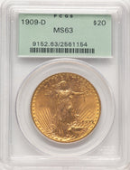 1909-D $20 Saint-Gaudens Double Eagle PCGS MS63