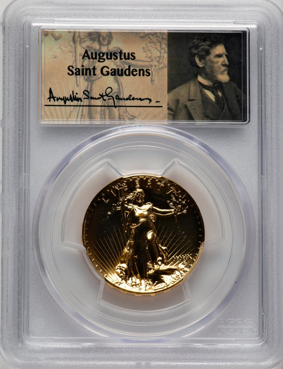 2009 G$20 Ultra High Relief PL Saint Gaudens Label PCGS MS70