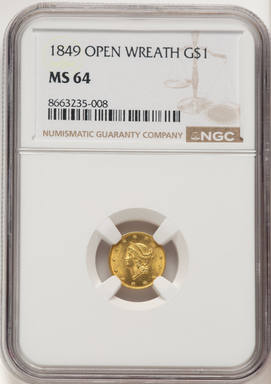 1849 G$1 Gold Dollar NGC MS64