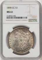 1890-CC Morgan Dollar NGC MS61 (777483003)