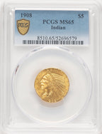 1908 $5 Indian Indian Half Eagle PCGS MS65 (777489003)