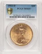 1911-D $20 Saint-Gaudens Double Eagle PCGS MS65+ (777489022)