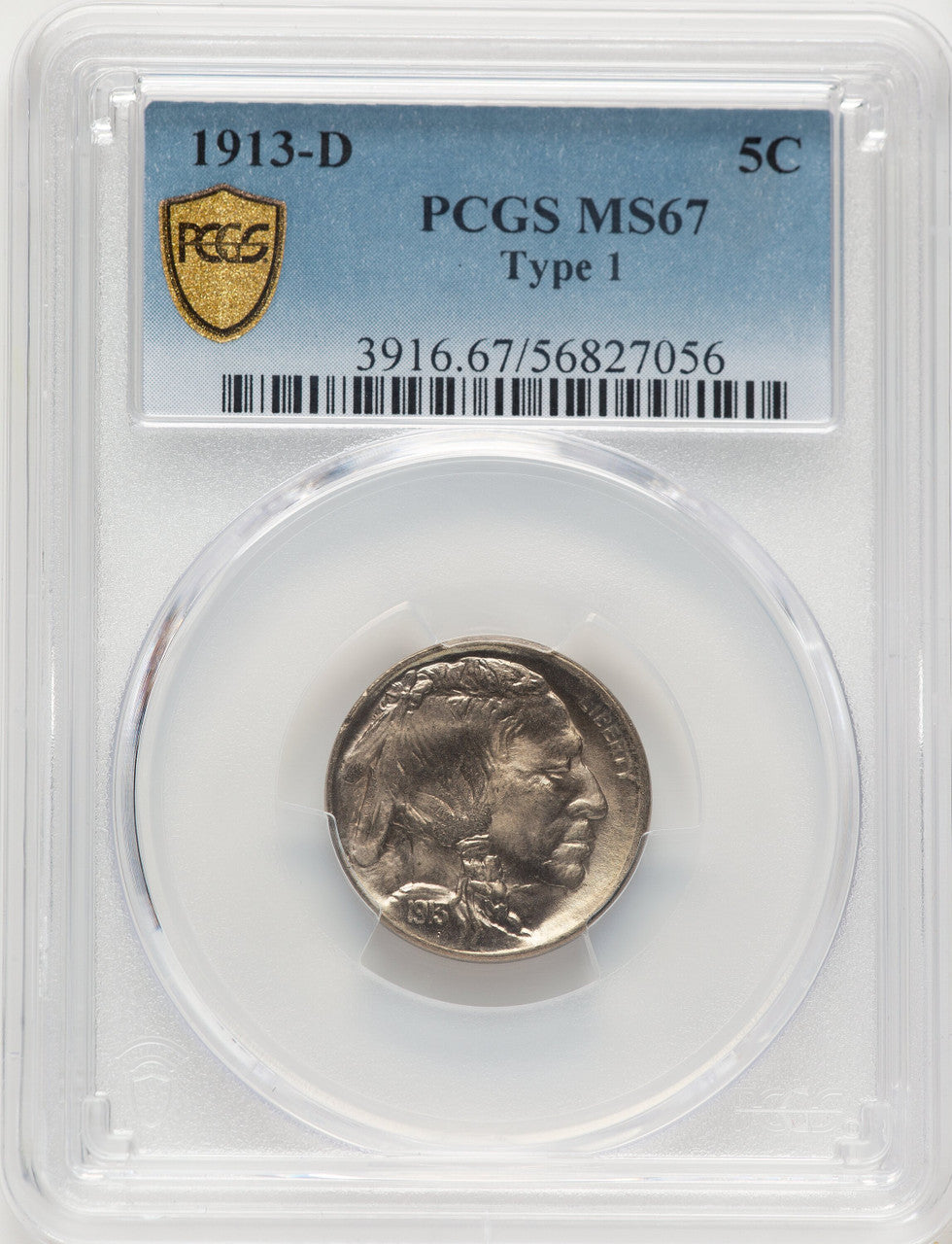 1913-D T-1 5C Buffalo Nickel PCGS MS67 (777493004)