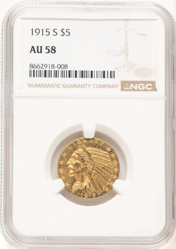 1915-S $5 Indian Half Eagle NGC AU58 (777493007)
