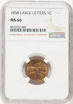1858 1C Large Letters Flying Eagle Cent NGC MS66 (777493009)