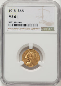1915 $2.50 Indian Quarter Eagle NGC MS61 (777496010)
