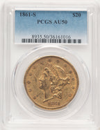 1861-S $20 Liberty Double Eagle PCGS AU50 (777525162)