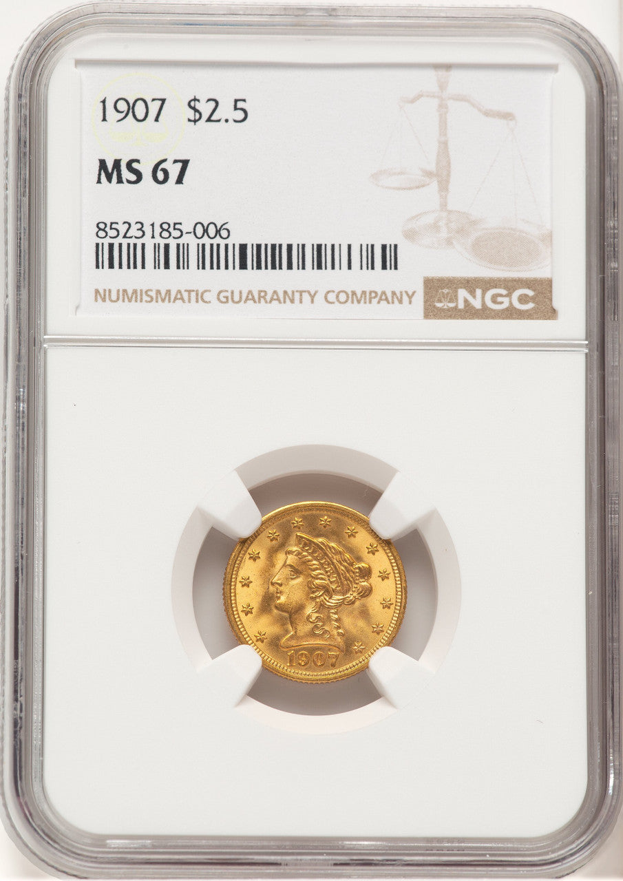 1907 $2.50 Liberty Quarter Eagle NGC MS67 (777539005)