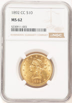 1892-CC $10 Liberty Eagle NGC MS62 (777547004)