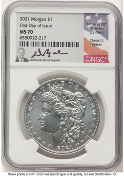 2021 6 Coin Morgan & Peace Dollar Set FDI David J Ryder NGC MS70