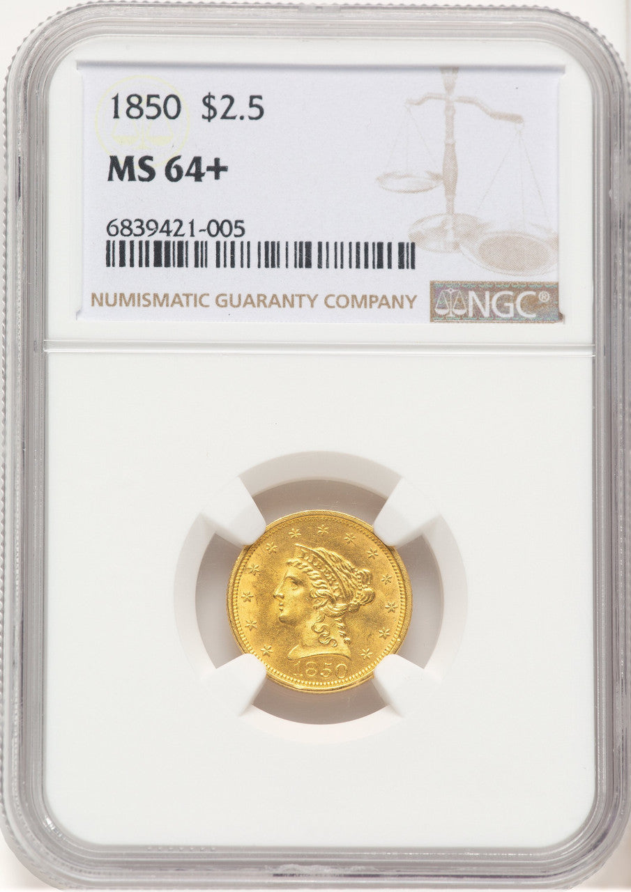 1850 $2.50 Liberty Quarter Eagle NGC MS64+