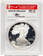 1986-S Proof Silver Eagle 1 oz John Bridge PCGS PR70 Mercanti (777573001)