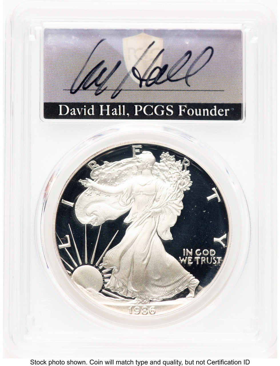 1986-S Proof Silver Eagle 1 oz David Hall PCGS PR70 (777573002)