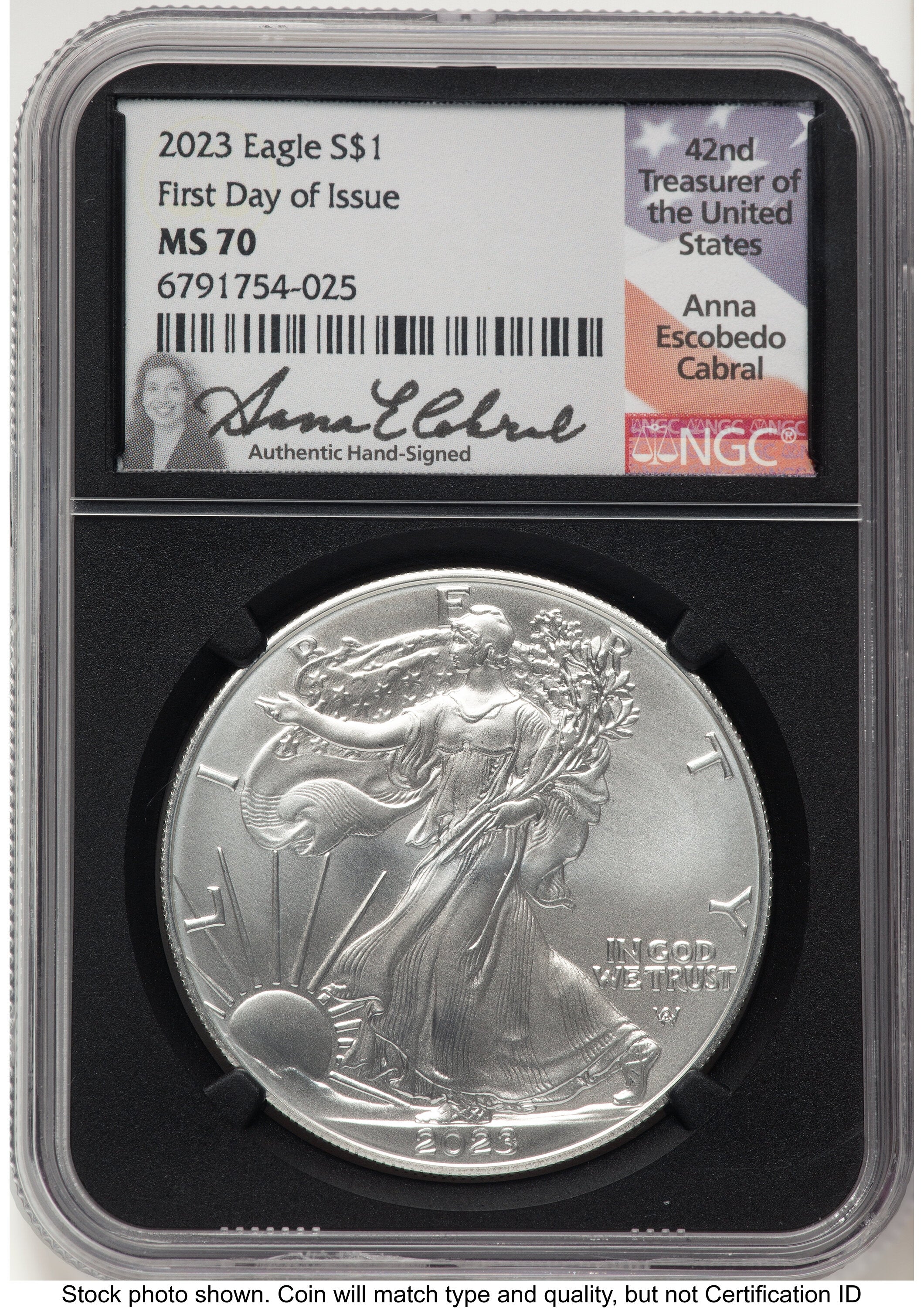 2023 Silver Eagle FDI Anna Cabral NGC MS70