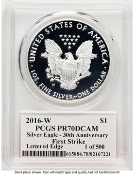 2016-W Proof Silver Eagle 1 oz FS John Bridge PCGS PR70 Mercanti
