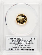 2018-W G$10 American Liberty High Relief WP Mint Hoard David Hall PCGS PR70