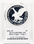 2021-W TY2 Proof Silver Eagle 1 oz David Hall PCGS PR70