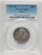 1917-D Type Two Standing Liberty Quarter PCGS MS65