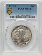 1927-S 50C Walking Liberty Half Dollar PCGS MS64 (777581080)