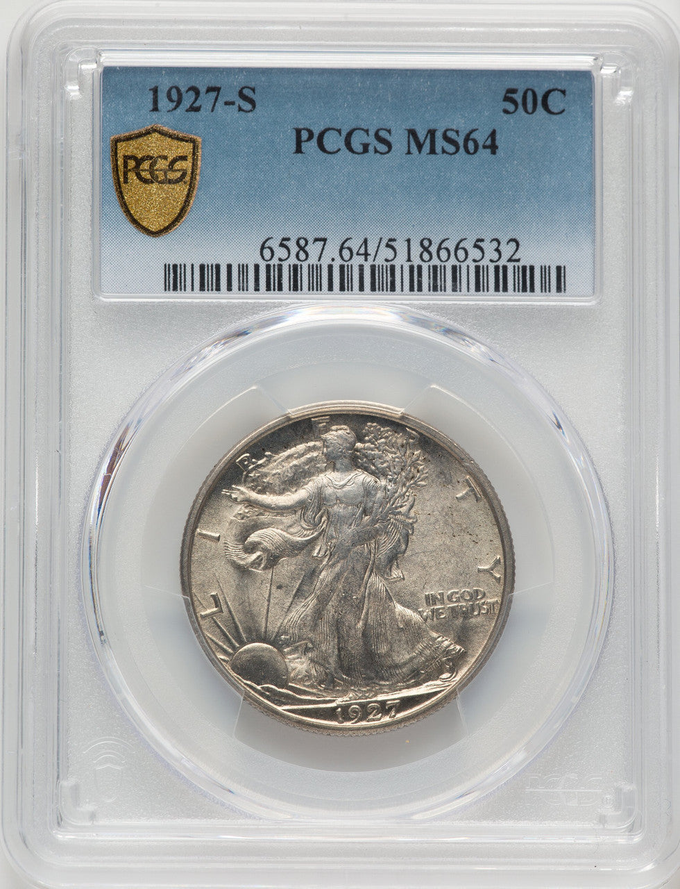 1927-S 50C Walking Liberty Half Dollar PCGS MS64 (777581080)