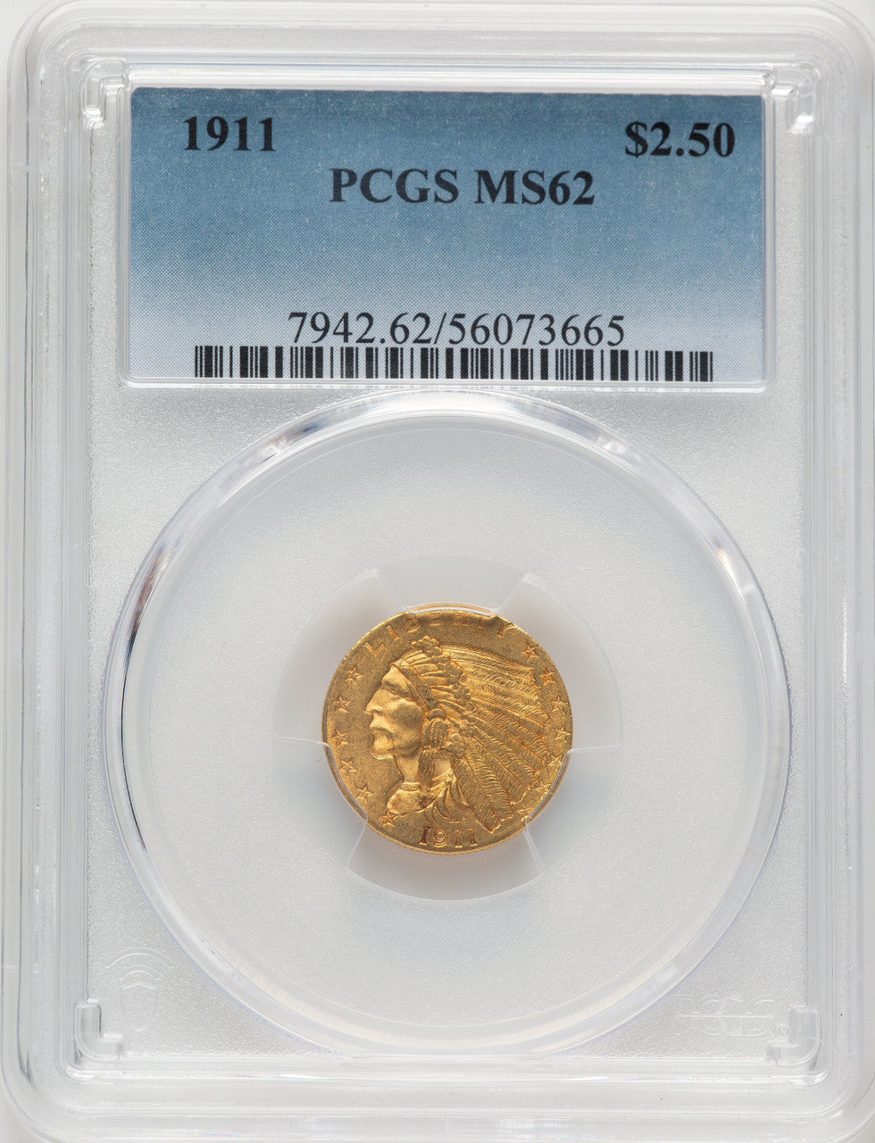 1911 $2.50 Indian Quarter Eagle PCGS MS62 (777602018)