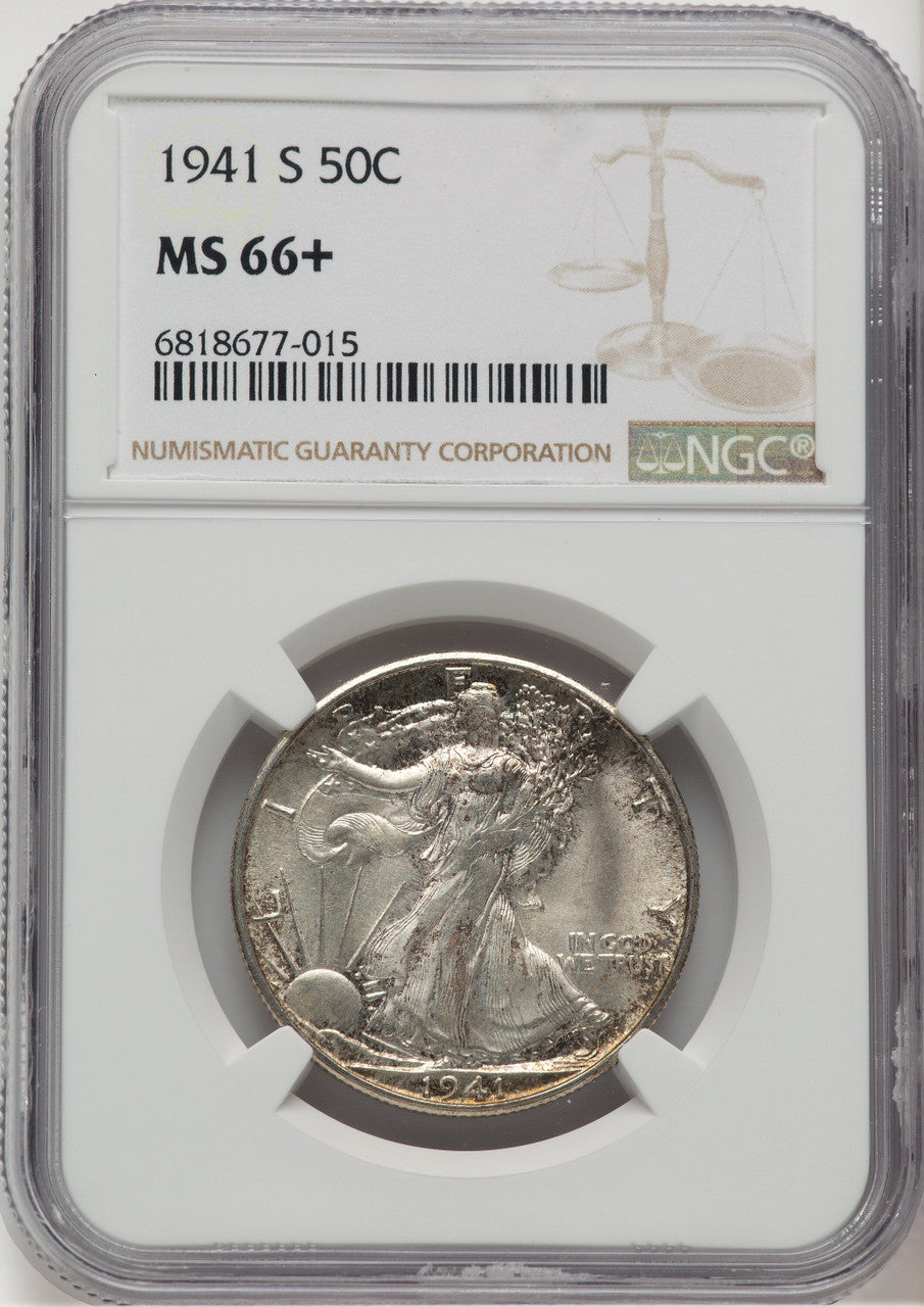 1941-S 50C Walking Liberty Half Dollar NGC MS66+ (777605006)