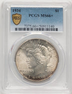 1934 Peace Dollar PCGS MS66+