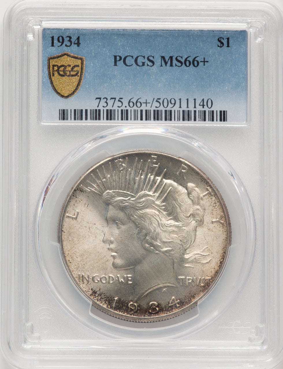 1934 Peace Dollar PCGS MS66+