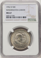 1952-D 50C Washington-Carver Commemorative Silver NGC MS67