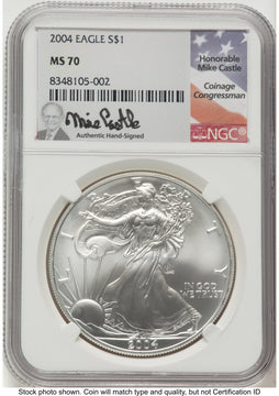 2004 Silver Eagle Mike Castle NGC MS70