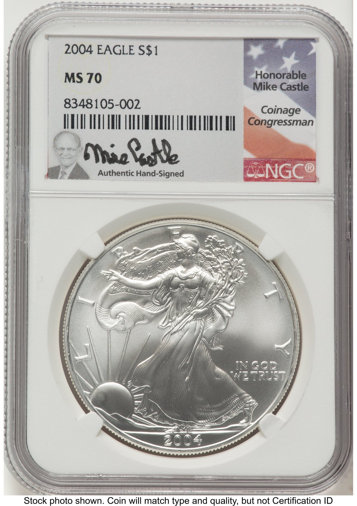 2004 Silver Eagle Mike Castle NGC MS70