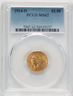 1914-D $2.50 Indian Quarter Eagle PCGS MS62 (777631095)
