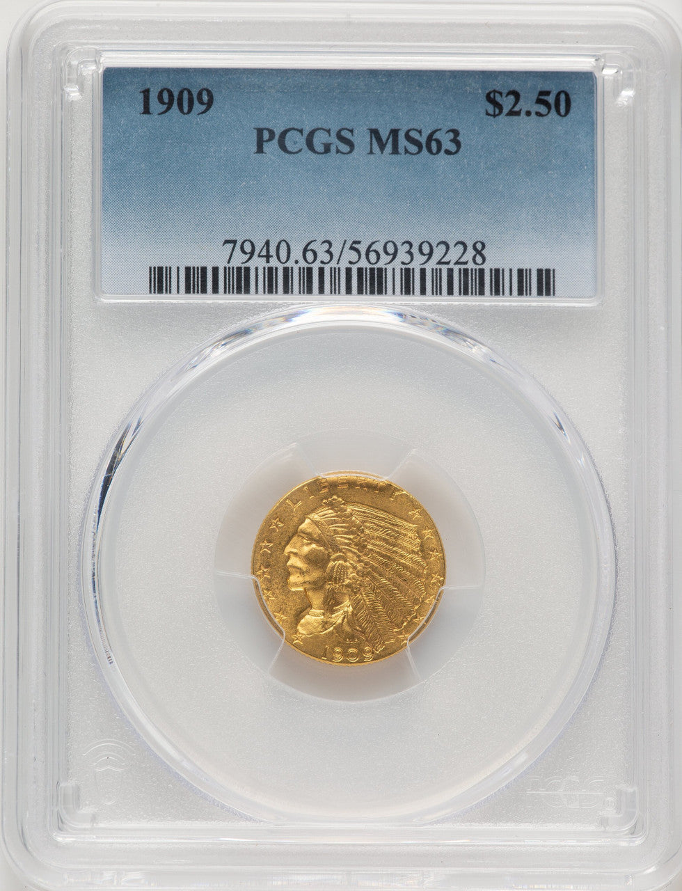 1909 $2.50 Indian Quarter Eagle PCGS MS63 (777631098)