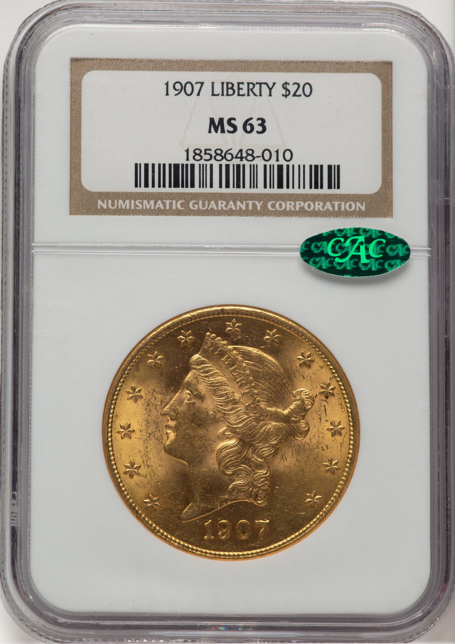 1907 $20 Liberty CAC Liberty Double Eagle NGC MS63 (777633023)