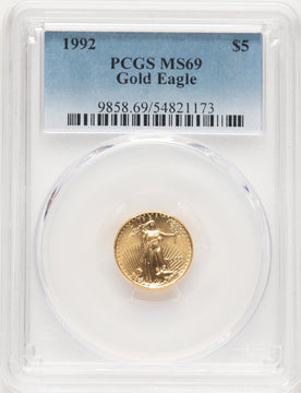 1992 $5 Tenth-Ounce Gold Eagle Blue Gradient PCGS MS69