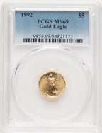 1992 $5 Tenth-Ounce Gold Eagle Blue Gradient PCGS MS69