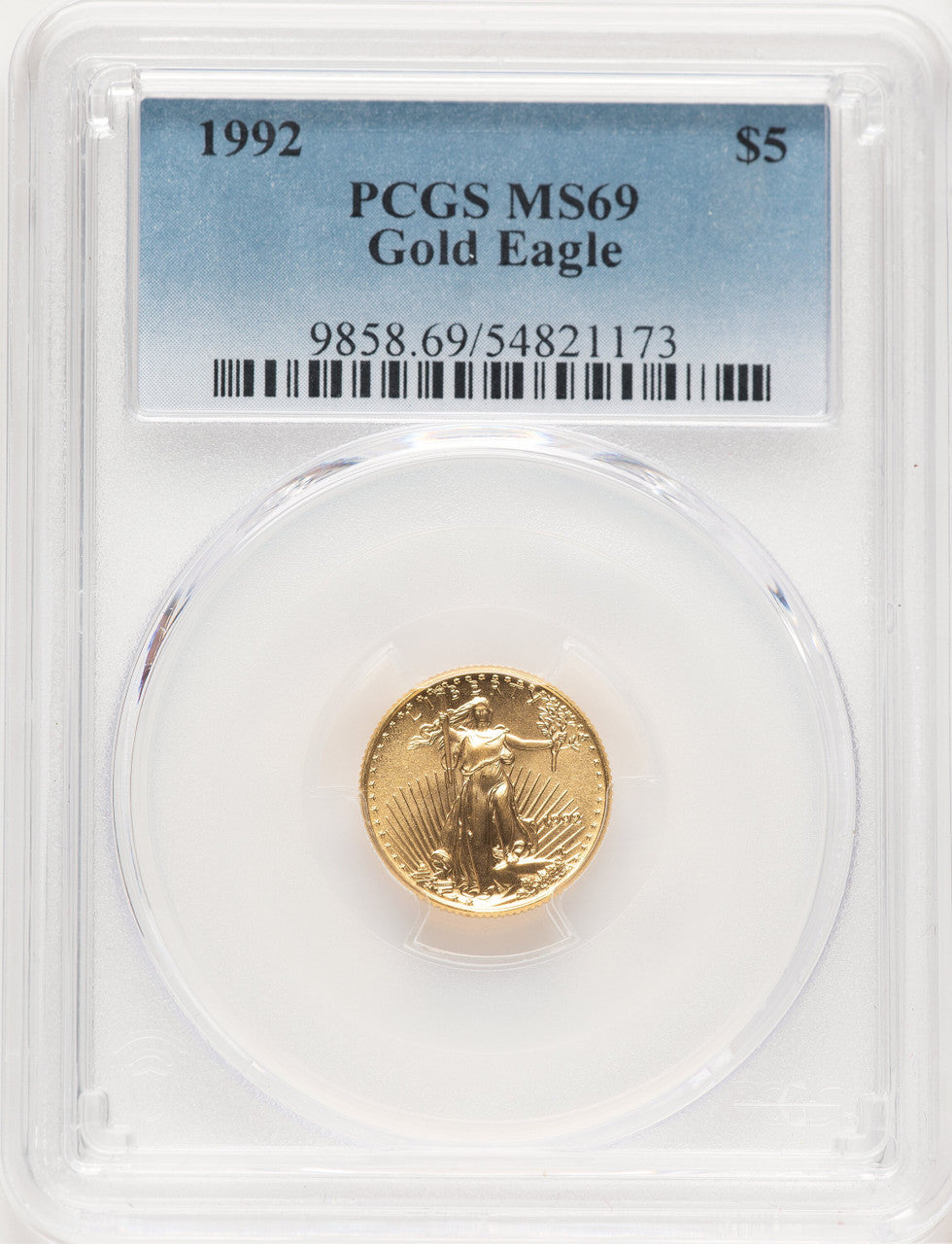 1992 $5 Tenth-Ounce Gold Eagle Blue Gradient PCGS MS69