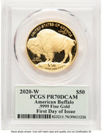 2020-W Proof Gold Buffalo 1 oz FDI Thomas Cleveland Minuteman PCGS PR70 (777663006)