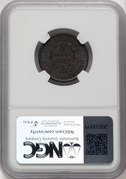 1804 1/2 C Plain 4 No Stems BN Brown Label Half Cent NGC MS65