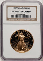 1997-W Gold American Eagle 4-Coin Set Brown Label NGC PF70