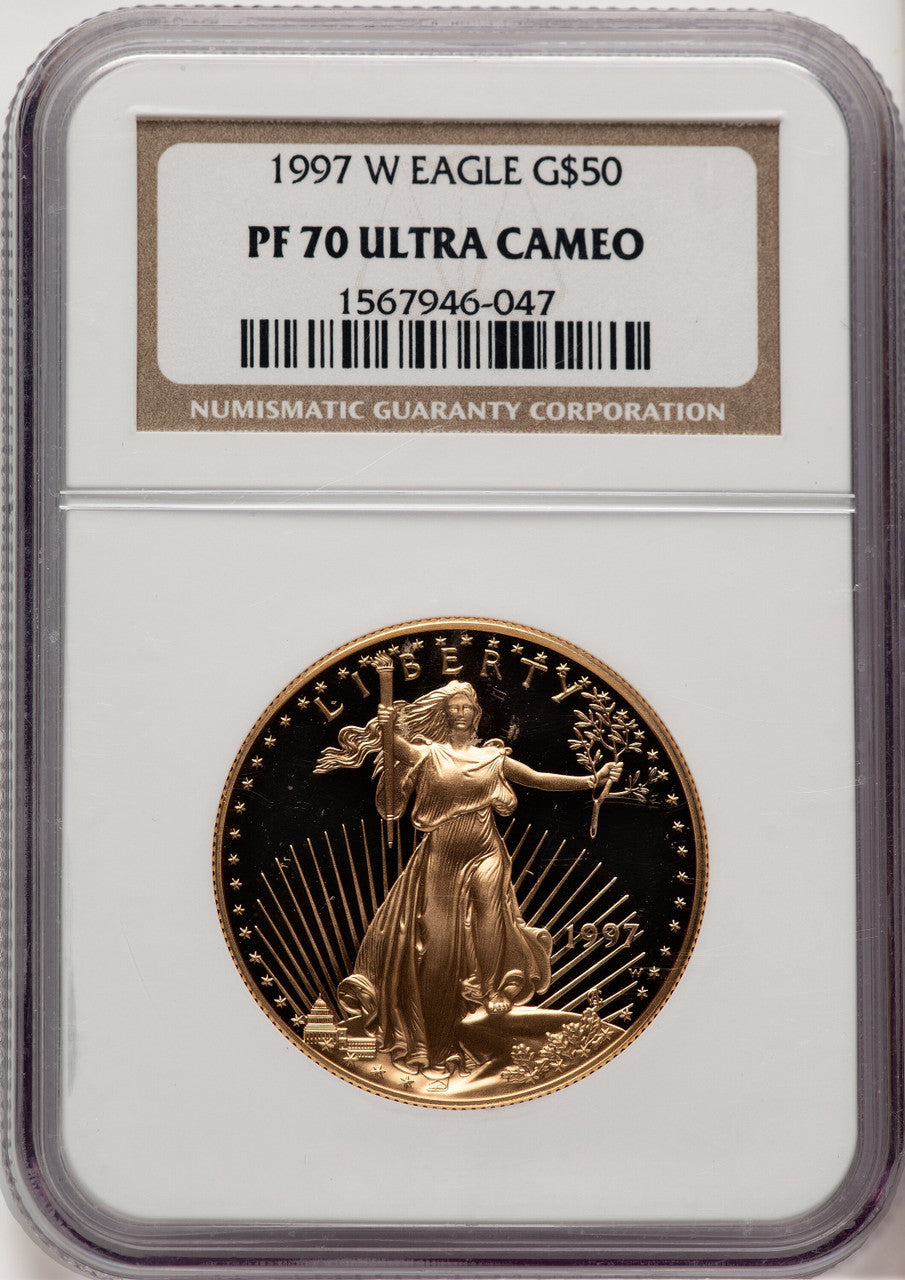 1997-W Gold American Eagle 4-Coin Set Brown Label NGC PF70