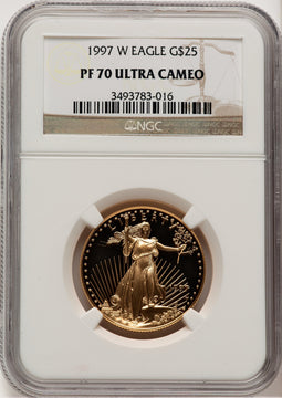 1997-W Gold American Eagle 4-Coin Set Brown Label NGC PF70