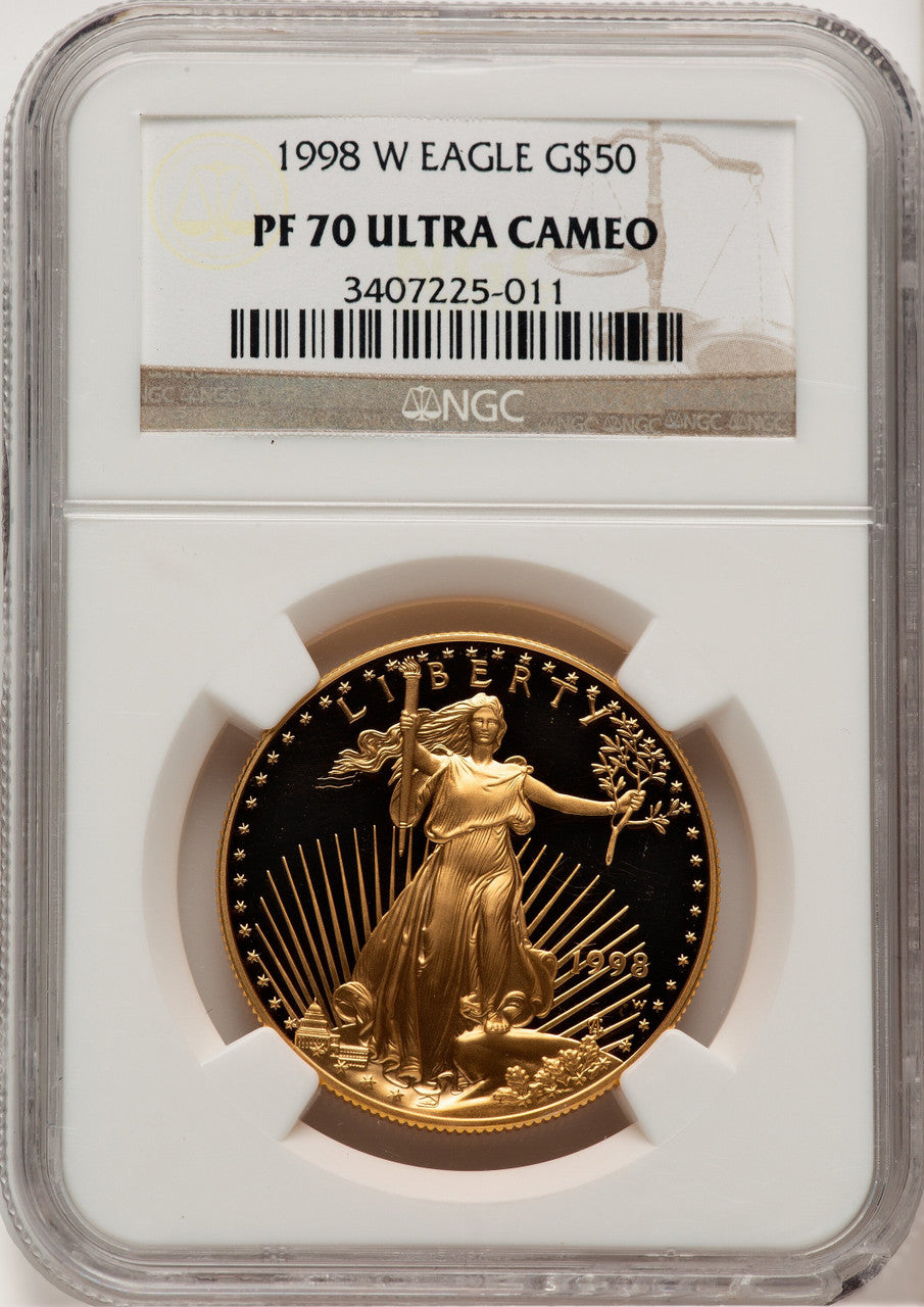 1998-W Gold American Eagle 4-Coin Set Brown Label NGC PF70