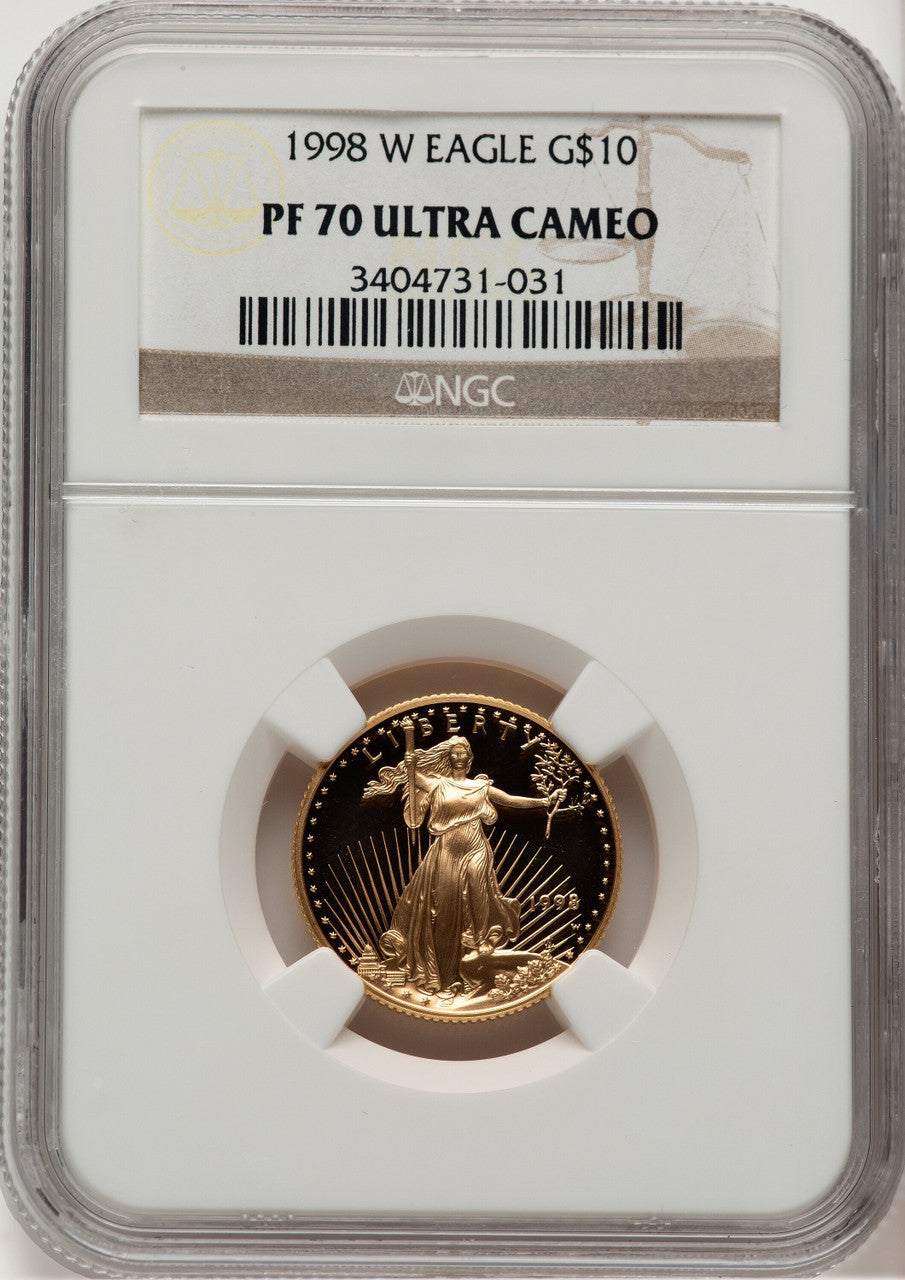 1998-W Gold American Eagle 4-Coin Set Brown Label NGC PF70