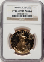 1999-W Gold American Eagle 4-Coin Set Brown Label NGC PF70
