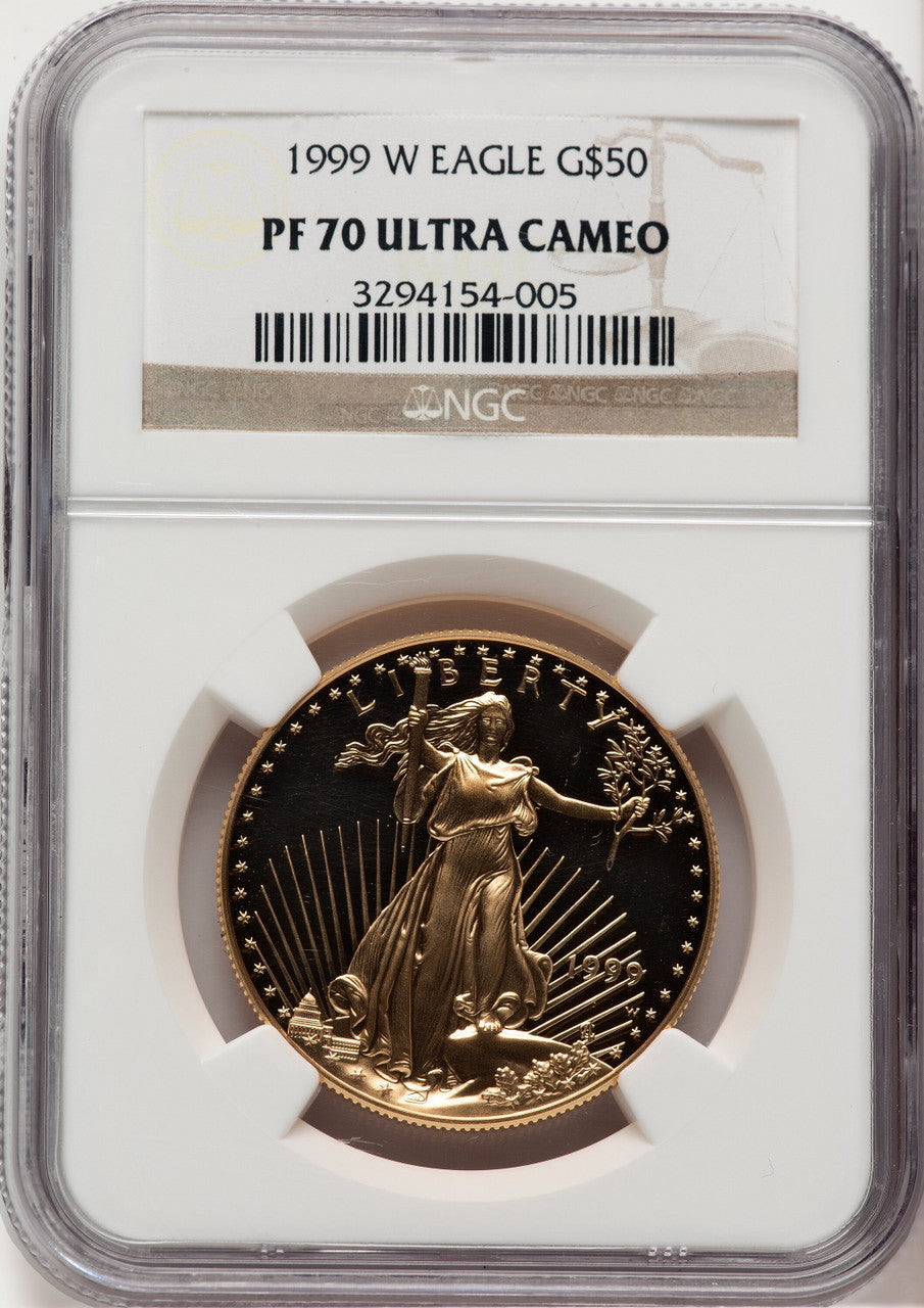 1999-W Gold American Eagle 4-Coin Set Brown Label NGC PF70