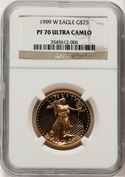 1999-W Gold American Eagle 4-Coin Set Brown Label NGC PF70
