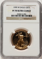 1999-W Gold American Eagle 4-Coin Set Brown Label NGC PF70